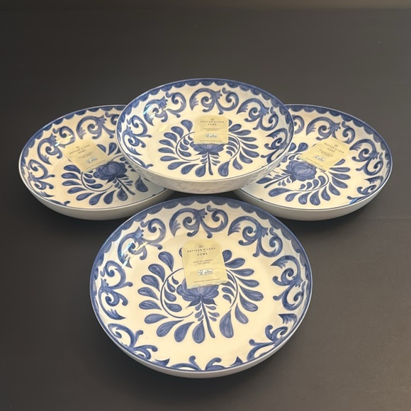 Artisan De Luxe Home Other - 4pc ARTISAN DE LUXE HOME Pasta/Salad Bowl - Blue/White - 8.5"